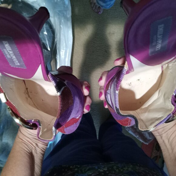 Emilio Pucci Cordouroy Clogs Purple/Magenta/Brown - Picture 4 of 5